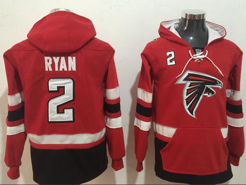 Nike Falcons #2 Matt Ryan Red/Black Name & Number Pullover NFL Hoodie